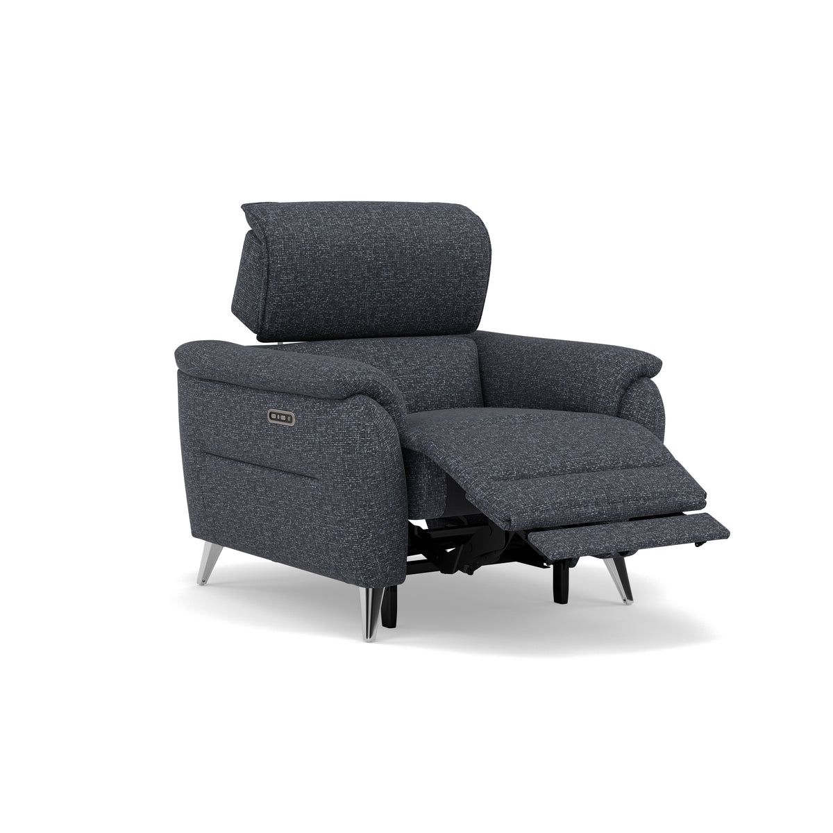 Sol Recliner Armchair - Power Recliner Armchair with Head Tilt F8 — Hopsack Midnight 70005, gallery image 1