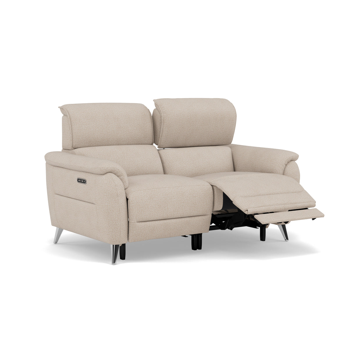 Sol 2 Seater Recliner Sofa - 2 Seater Power Recliner Sofa with Head Tilt F8 — Hopsack Natural 70002, gallery image 1