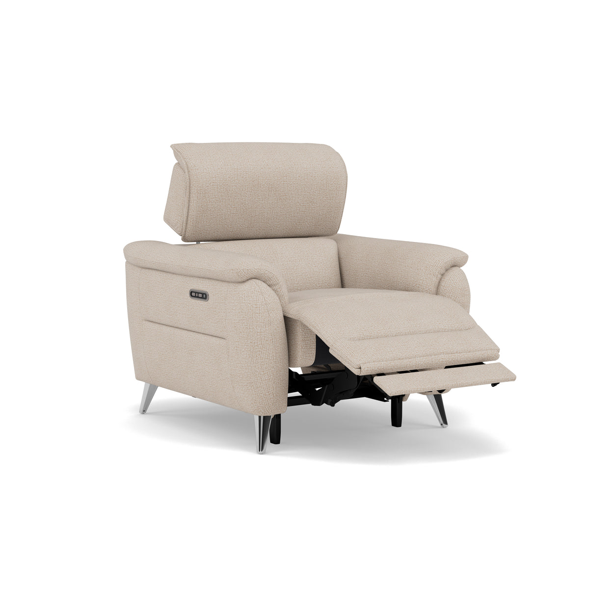 Sol Recliner Armchair - Power Recliner Armchair with Head Tilt F8 — Hopsack Natural 70002, gallery image 1