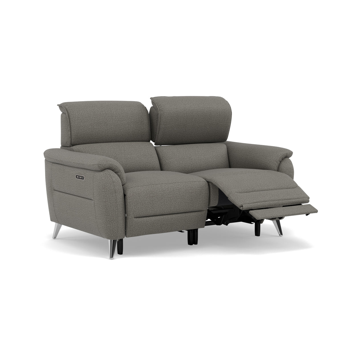 Sol 2 Seater Recliner Sofa - 2 Seater Power Recliner Sofa with Head Tilt F8 — Hopsack Platinum 70003, gallery image 1