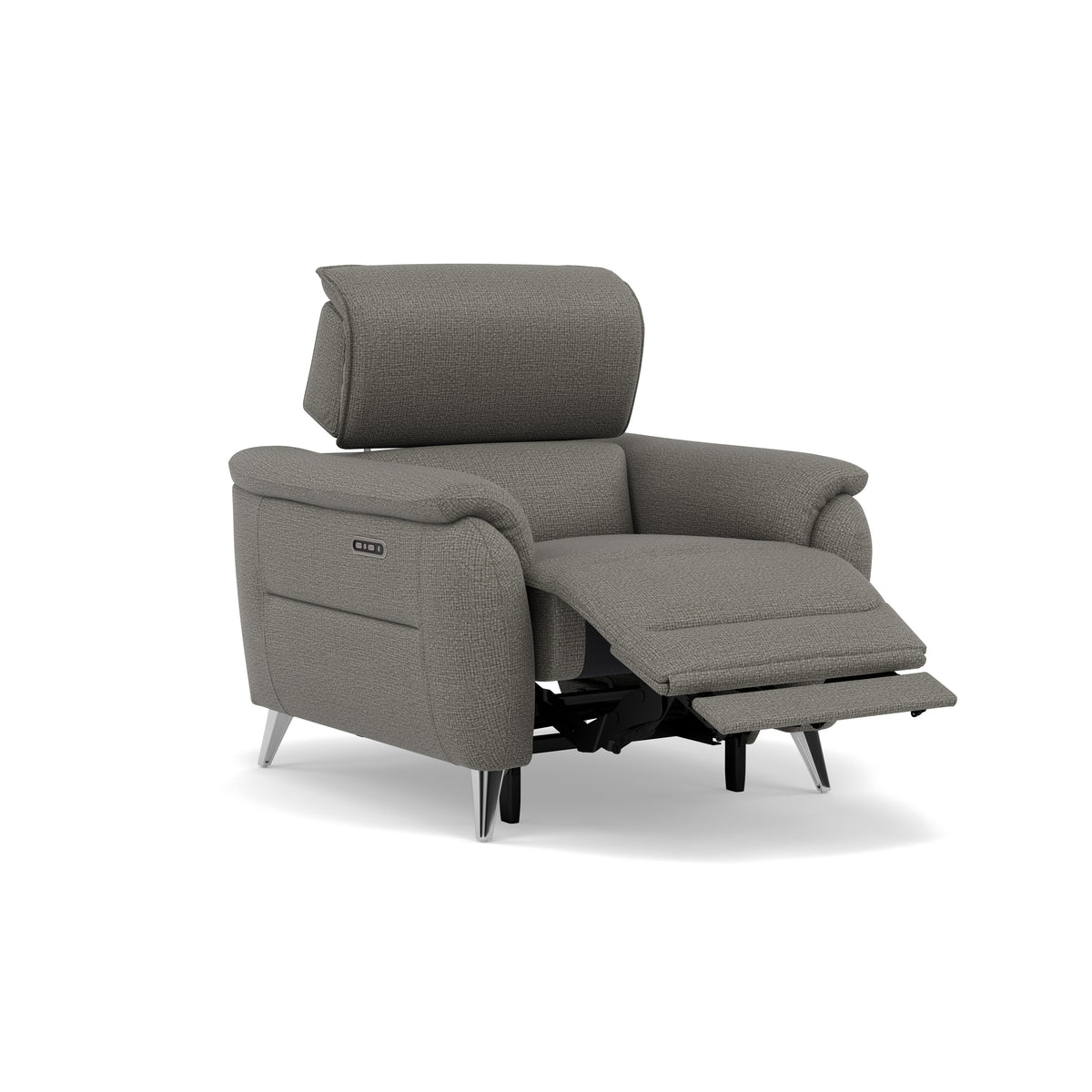 Sol Recliner Armchair - Power Recliner Armchair with Head Tilt F8 — Hopsack Platinum 70003, gallery image 1