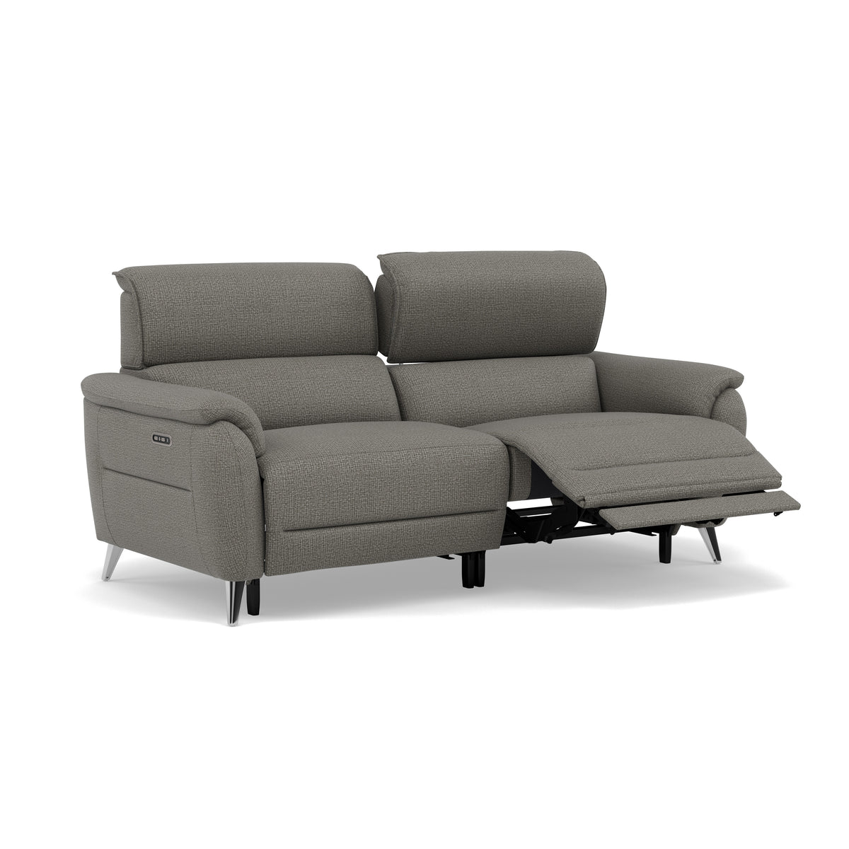 Sol 3 Seater Recliner Sofa - 3 Seater Power Recliner Sofa with Head Tilt F8 — Hopsack Platinum 70003, gallery image 1