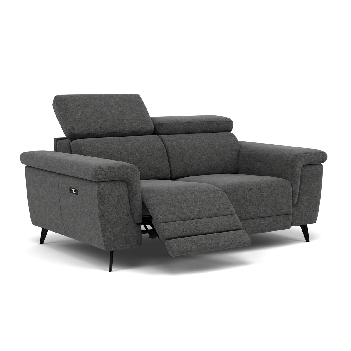 Sparta 2 Seater Recliner Sofa - 2 Str W/ 2 Power Recliner W/ 2 Ratchet Headrest Fabric - Power with Manual Headrest — KB-1281-UK Darwin Charcoal, gallery image 1