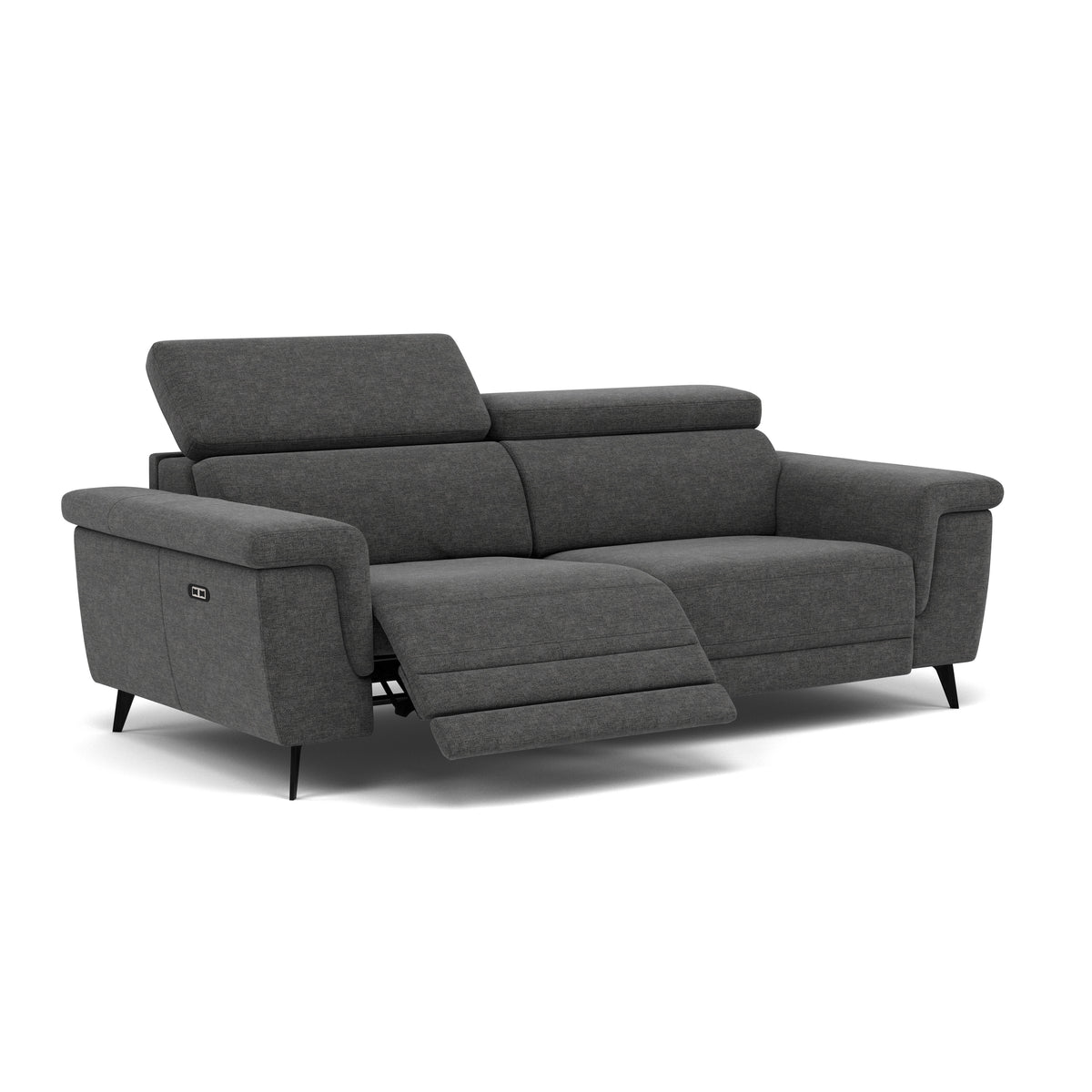 Sparta 3 Seater Recliner Sofa - 3 Str W/ 2 Power Recliner W/ 2 Ratchet Headrest Fabric - Power with Manual Headrest — KB-1281-UK Darwin Charcoal, gallery image 1
