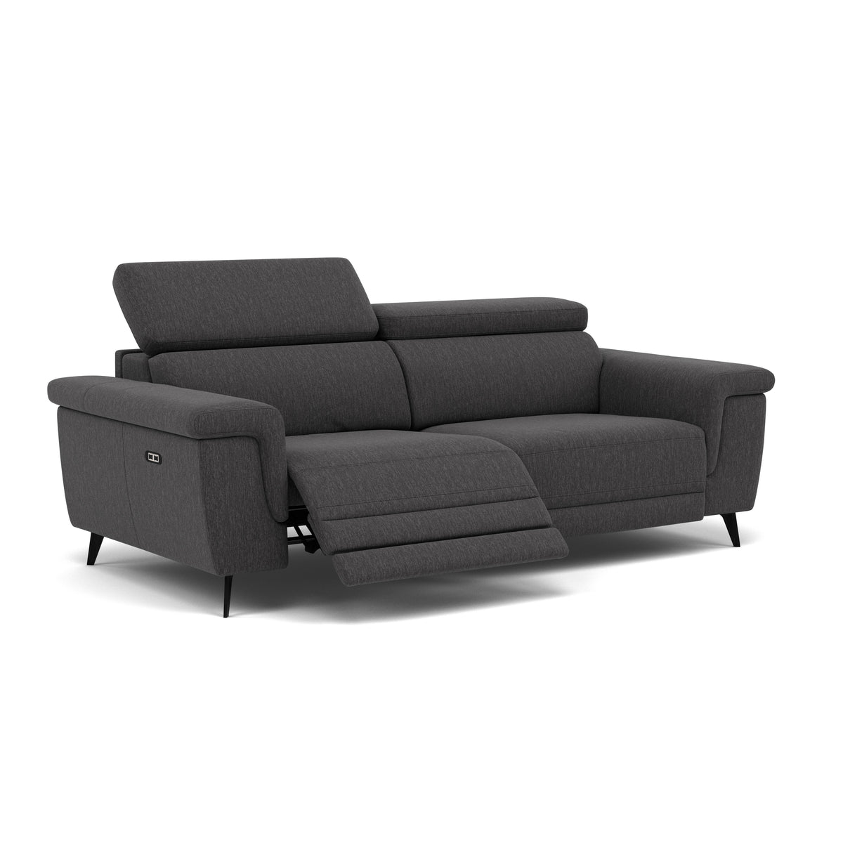 Sparta 3 Seater Recliner Sofa - 3 Str W/ 2 Power Recliner W/ 2 Ratchet Headrest Fabric - Power with Manual Headrest — KB-1295-UK Amigo Coal, gallery image 1