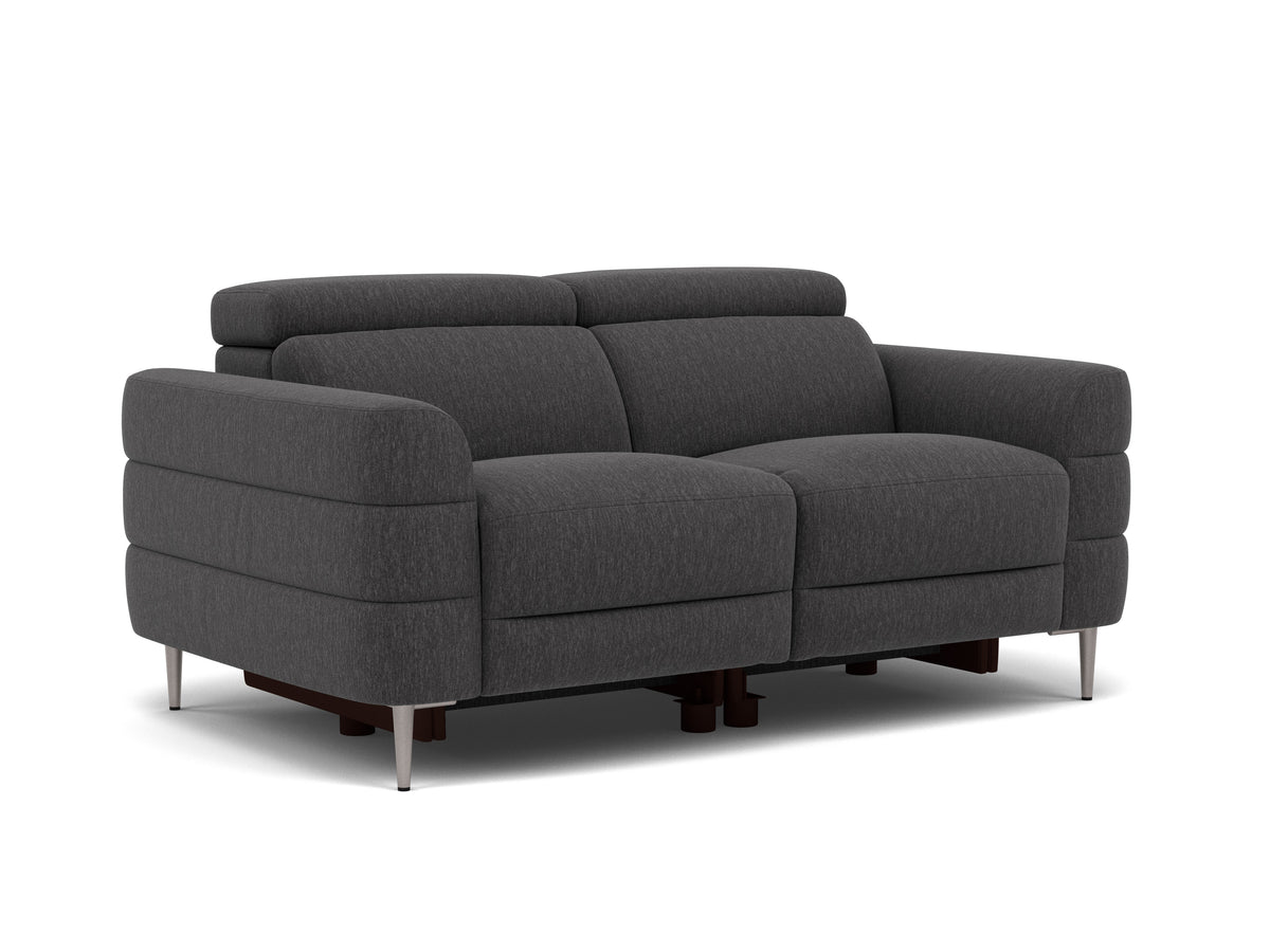 Hoy 2 Seater Sofa - 2 Str Static W/Manual Headrest Fabric — KB-1295-UK Amigo Coal, gallery image 1