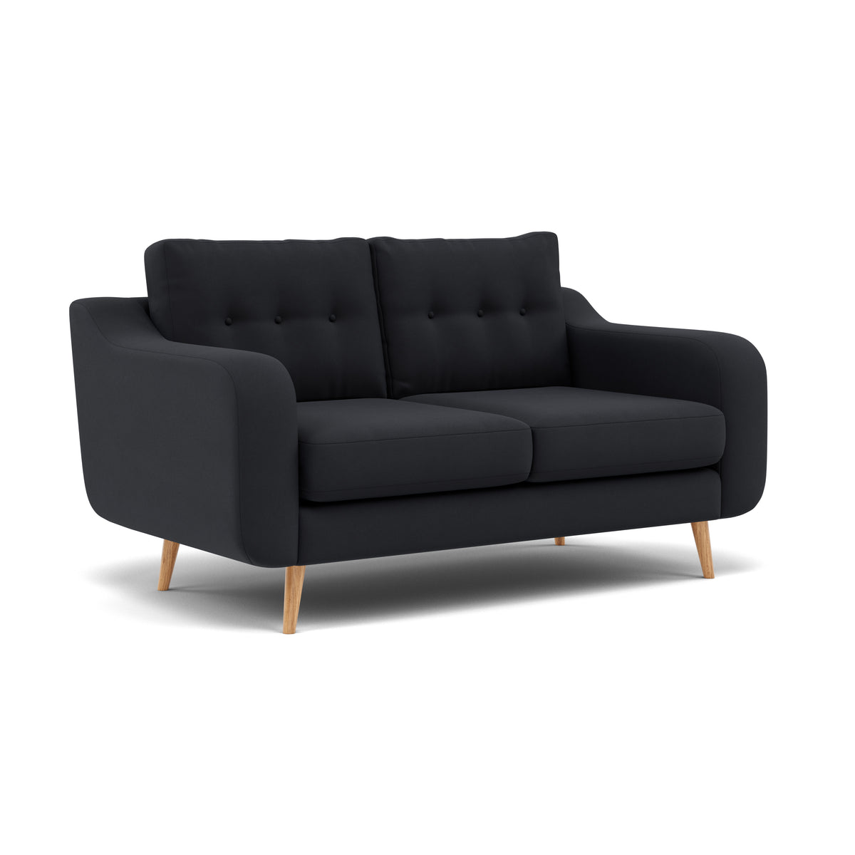 Phoebe 2 Seater Sofa - Small Sofa Standard Back Grade B — Plush Velvet Charcoal / Natural, gallery image 1