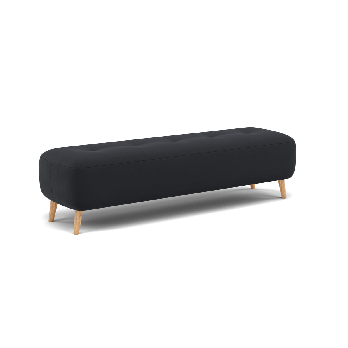 Phoebe Footstool - Medium Bench Stool Grade B — Plush Velvet Charcoal / Natural, gallery image 1