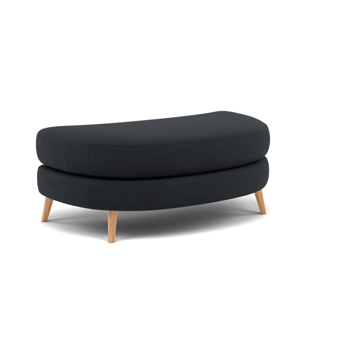 Phoebe Oval Footstool - Oval Cuddler Stool Grade B — Plush Velvet Charcoal / Natural, gallery image 1