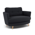 Phoebe Oval Loveseat - Oval Cuddler Grade B — Plush Velvet Charcoal / Natural, gallery image 1