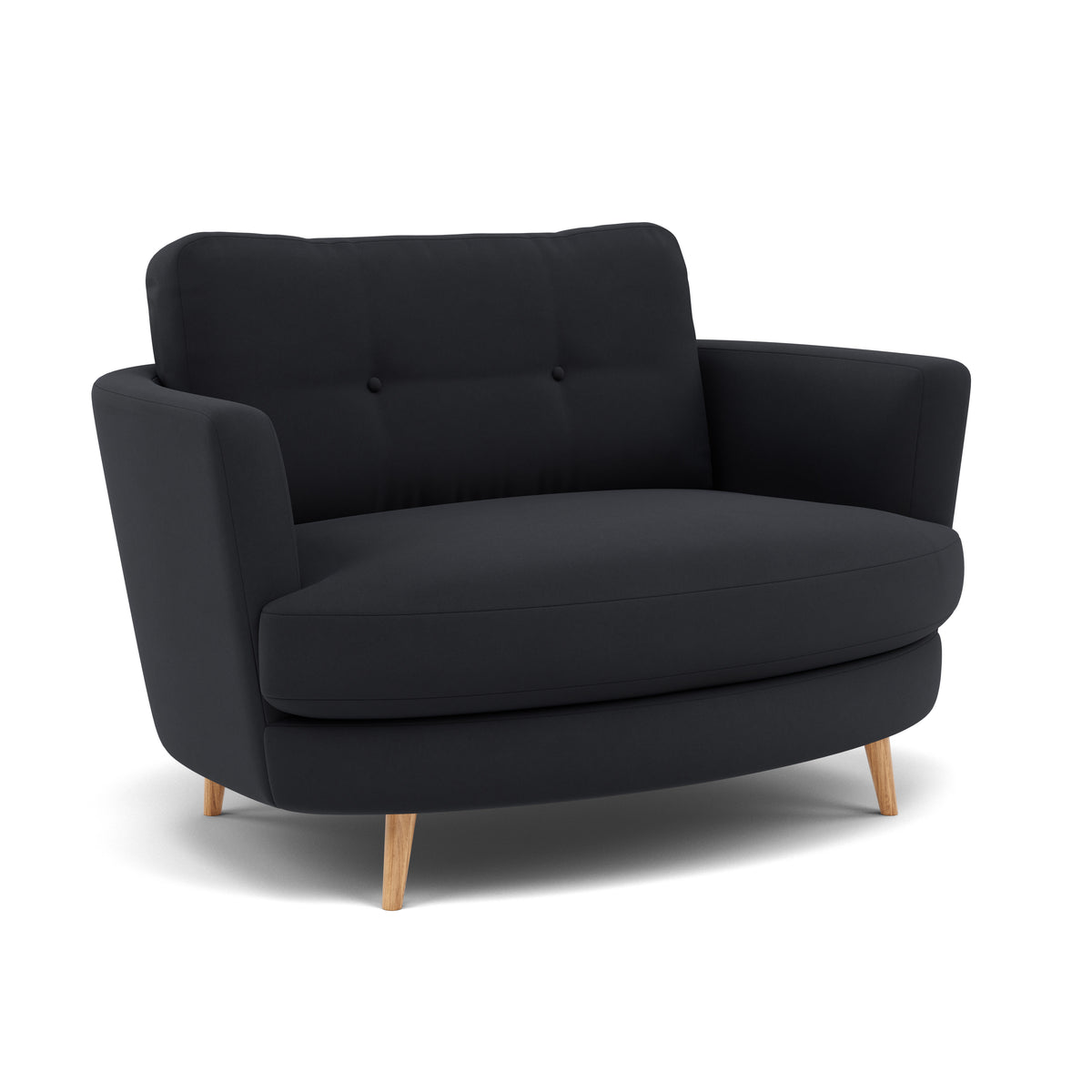 Phoebe Oval Loveseat - Oval Cuddler Grade B — Plush Velvet Charcoal / Natural, gallery image 1