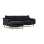 Phoebe Large Chaise Sofa - Large Chaise Sofa LHF Standard Back Grade B - Left Hand Facing — Plush Velvet Charcoal / Natural, gallery image 1
