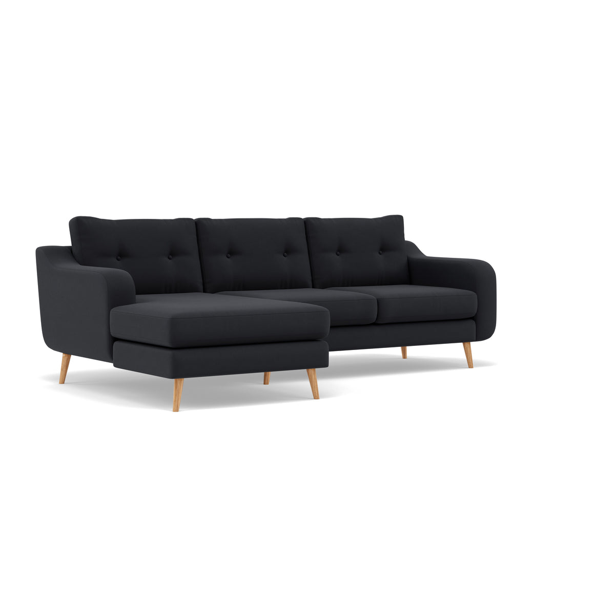 Phoebe Large Chaise Sofa - Large Chaise Sofa LHF Standard Back Grade B - Left Hand Facing — Plush Velvet Charcoal / Natural, gallery image 1
