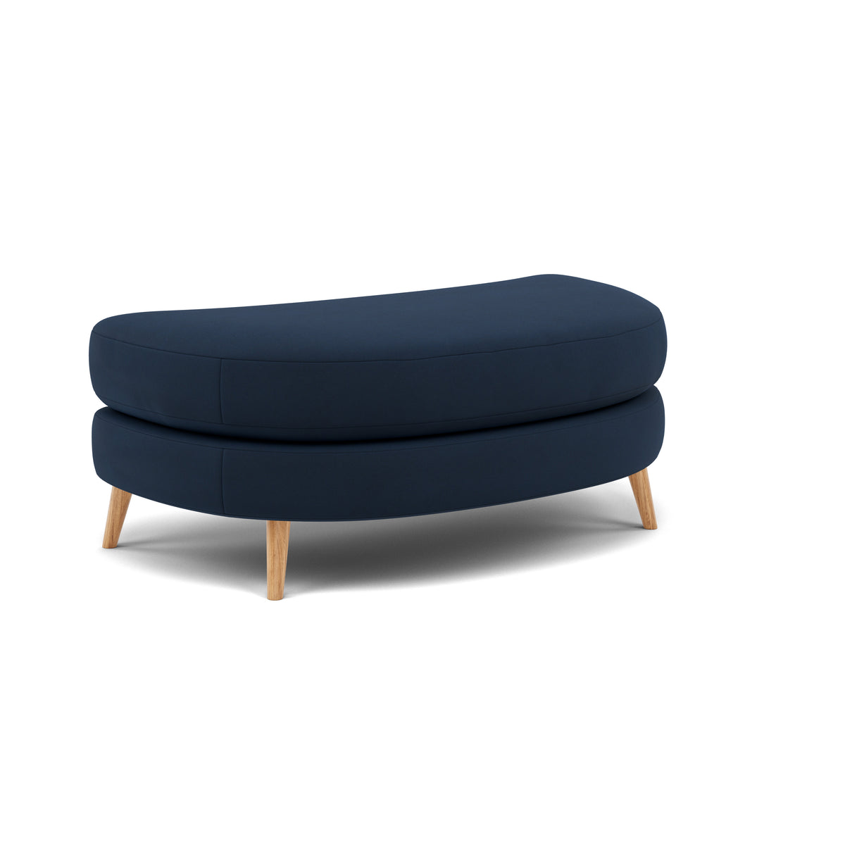 Phoebe Oval Footstool - Oval Cuddler Stool Grade B — Plush Velvet Indigo / Natural, gallery image 1