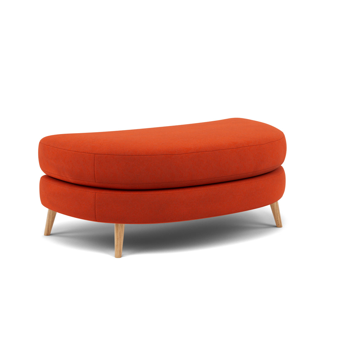 Phoebe Oval Footstool - Oval Cuddler Stool Grade B — Plush Velvet Paprika / Natural, gallery image 1
