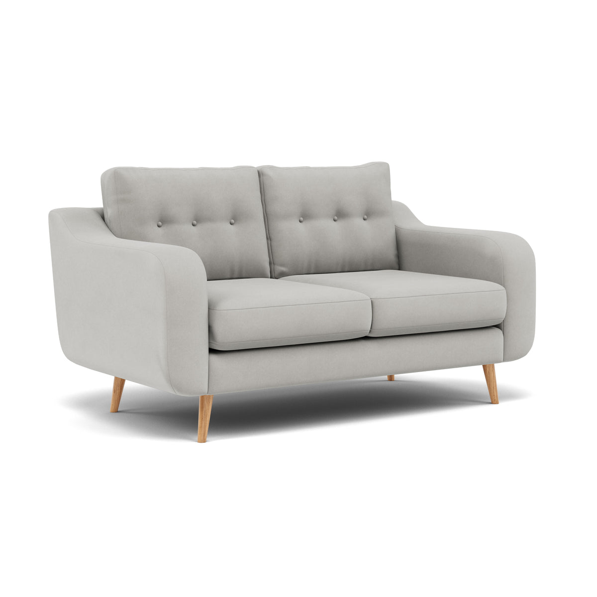 Phoebe 2 Seater Sofa - Small Sofa Standard Back Grade B — Plush Velvet Silver / Natural, gallery image 1