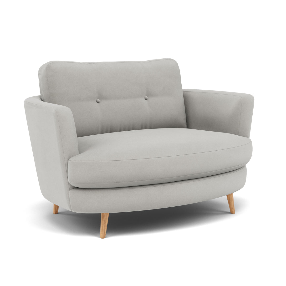 Phoebe Oval Loveseat - Oval Cuddler Grade B — Plush Velvet Silver / Natural, gallery image 1