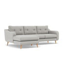 Phoebe Large Chaise Sofa - Large Chaise Sofa LHF Standard Back Grade B - Left Hand Facing — Plush Velvet Silver / Natural, gallery image 1