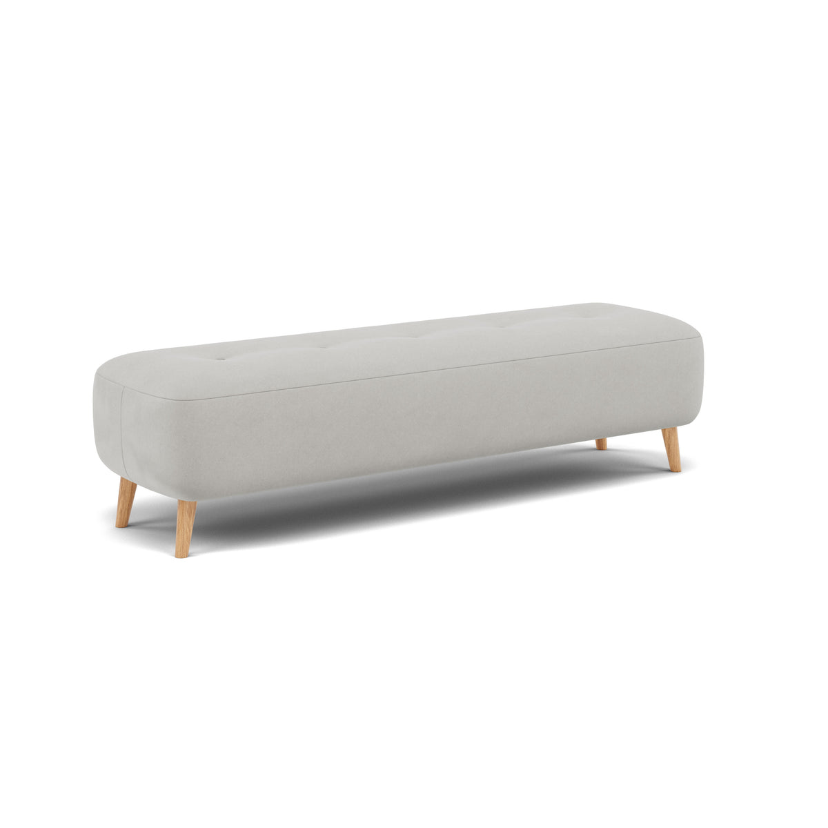 Phoebe Footstool - Medium Bench Stool Grade B — Plush Velvet Silver / Natural, gallery image 1