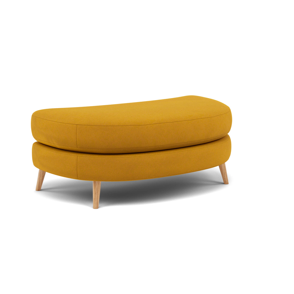 Phoebe Oval Footstool - Oval Cuddler Stool Grade B — Plush Velvet Turmeric / Natural, gallery image 1