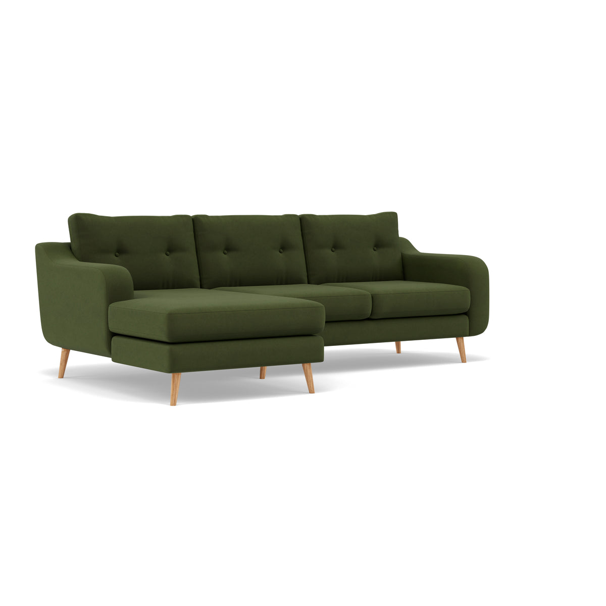 Phoebe Large Chaise Sofa - Large Chaise Sofa LHF Standard Back Grade B - Left Hand Facing — Plush Velvet Vine / Natural, gallery image 1