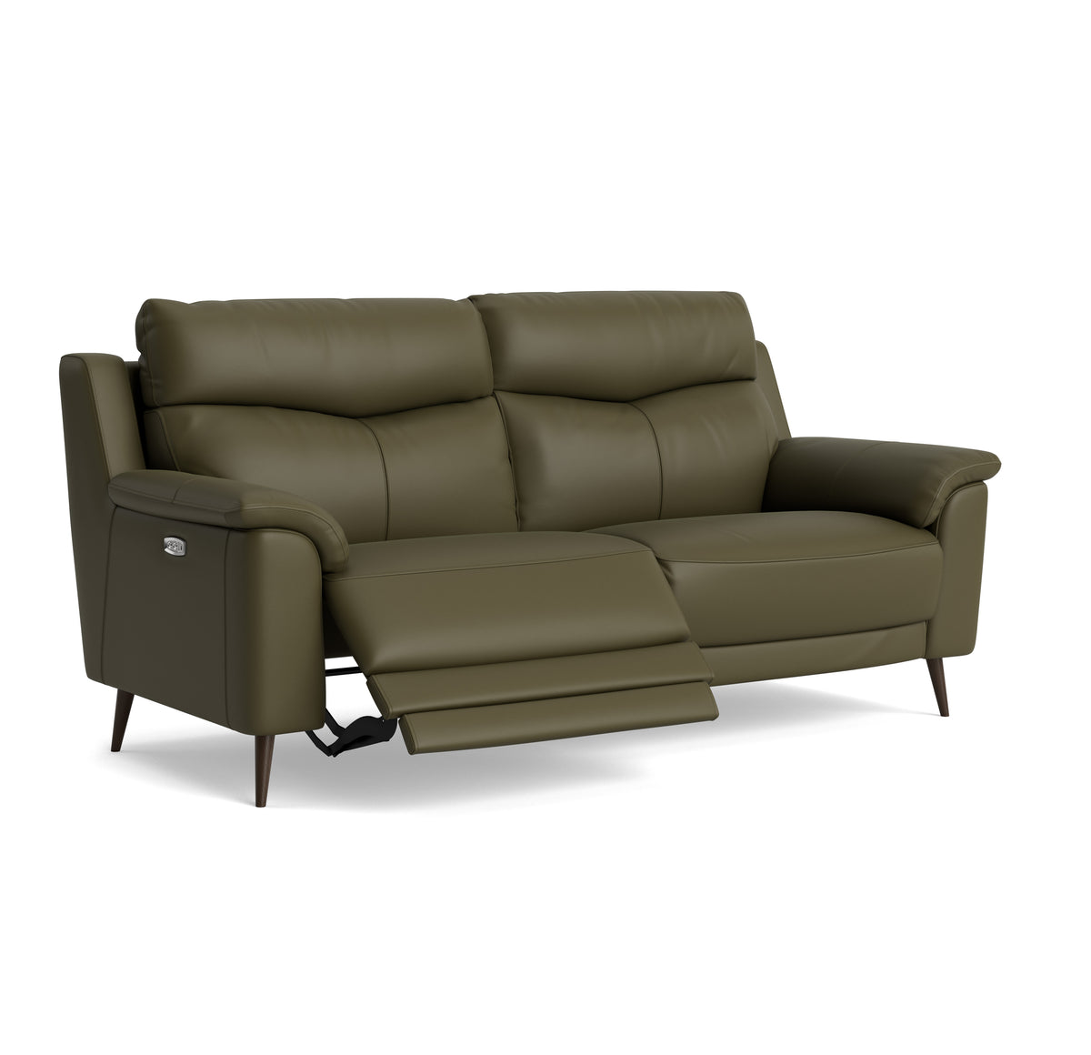 Revel Small 3 Seater Recliner Sofa - 2.5 Seater Sofa with 2 Power Recliners (Compact) Cat 20S - Power Recliner with USB — NWS-548E DARK OLIVE, gallery image 1