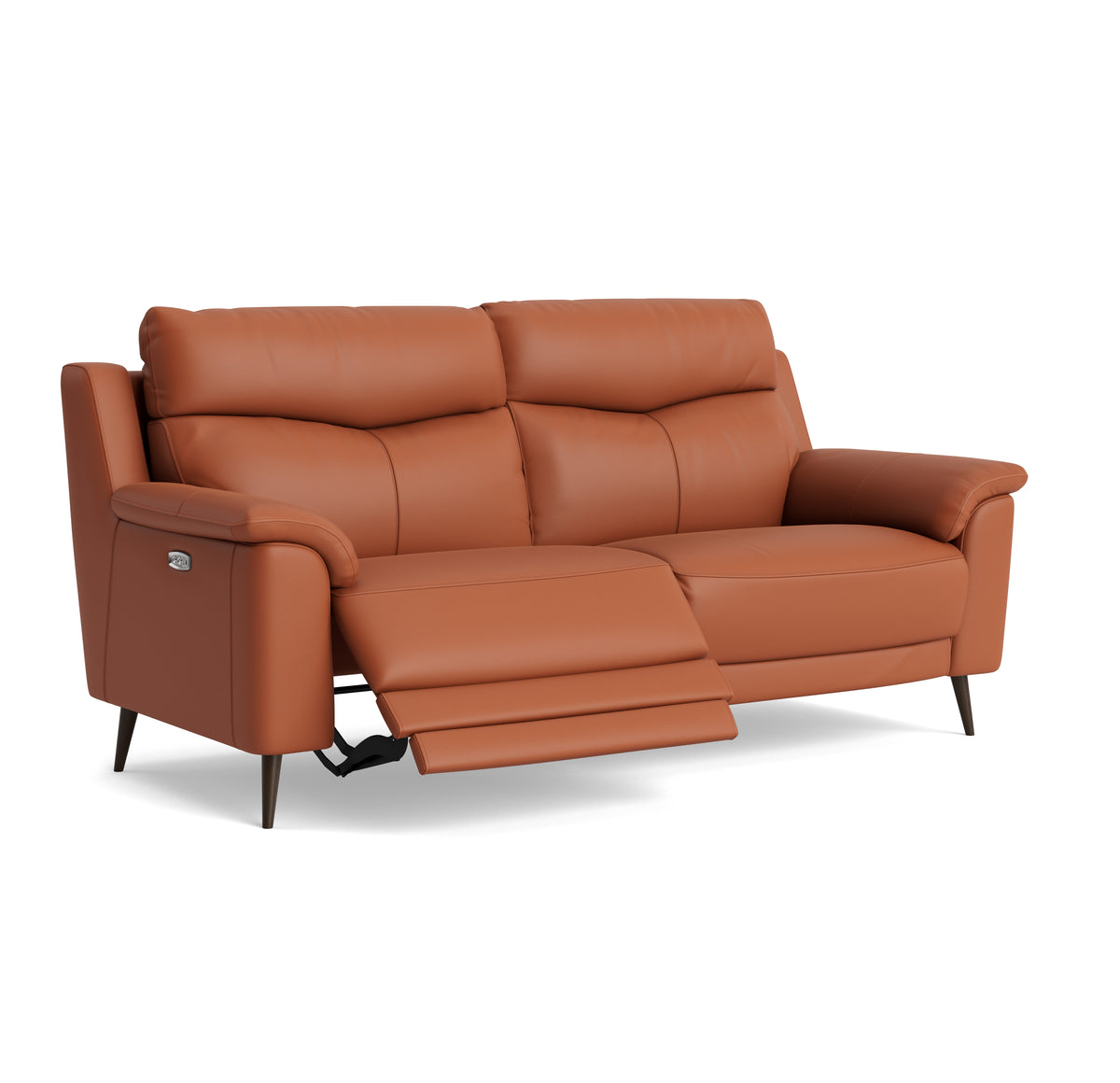 Revel Small 3 Seater Recliner Sofa - 2.5 Seater Sofa with 2 Power Recliners (Compact) Cat 20S - Power Recliner with USB — NWS-605D WARM BROWN, gallery image 1
