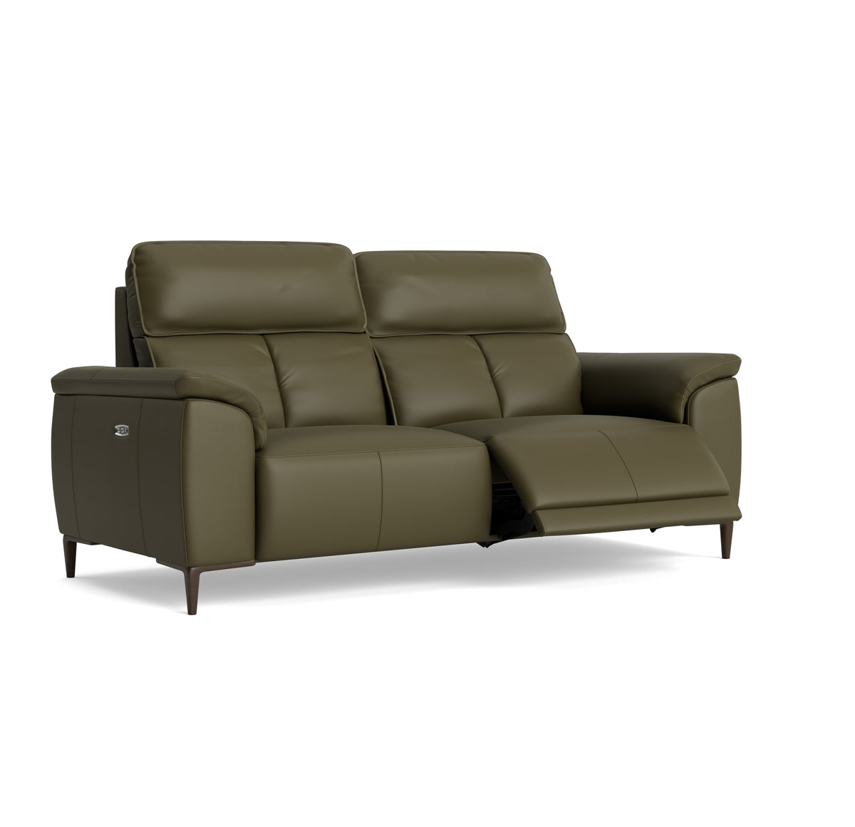 Loma 3 Seater Recliner Sofa - 2.5 Seater Sofa with 2 Power Recliners USB Cat 20S - Power Recliner with USB — NWS-548E DARK OLIVE, gallery image 1