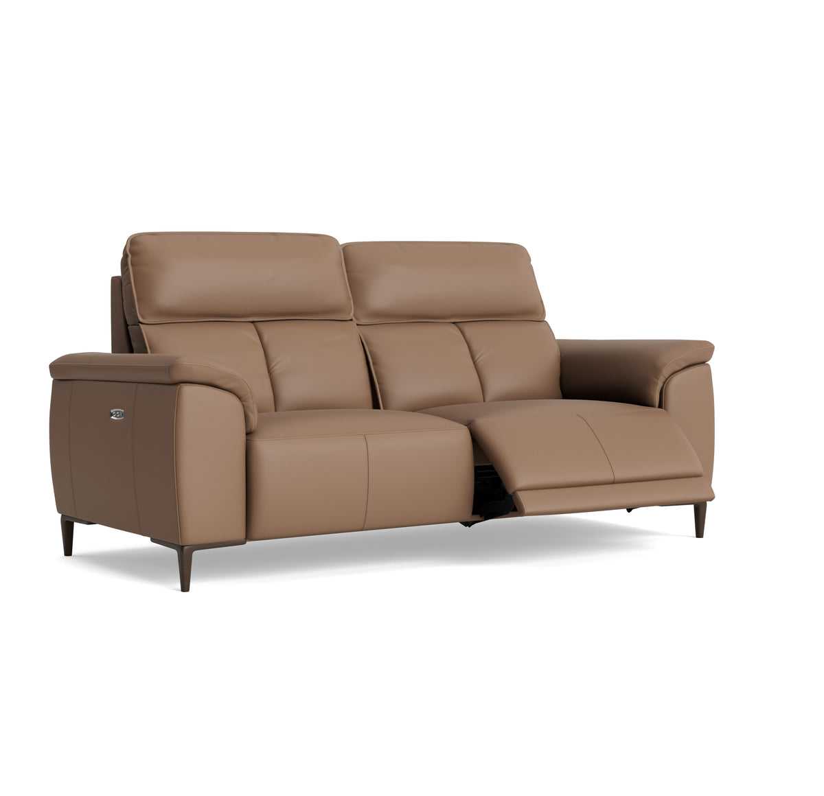 Loma 3 Seater Recliner Sofa - 2.5 Seater Sofa with 2 Power Recliners USB Cat 20S - Power Recliner with USB — NWS-586E FAWN, gallery image 1
