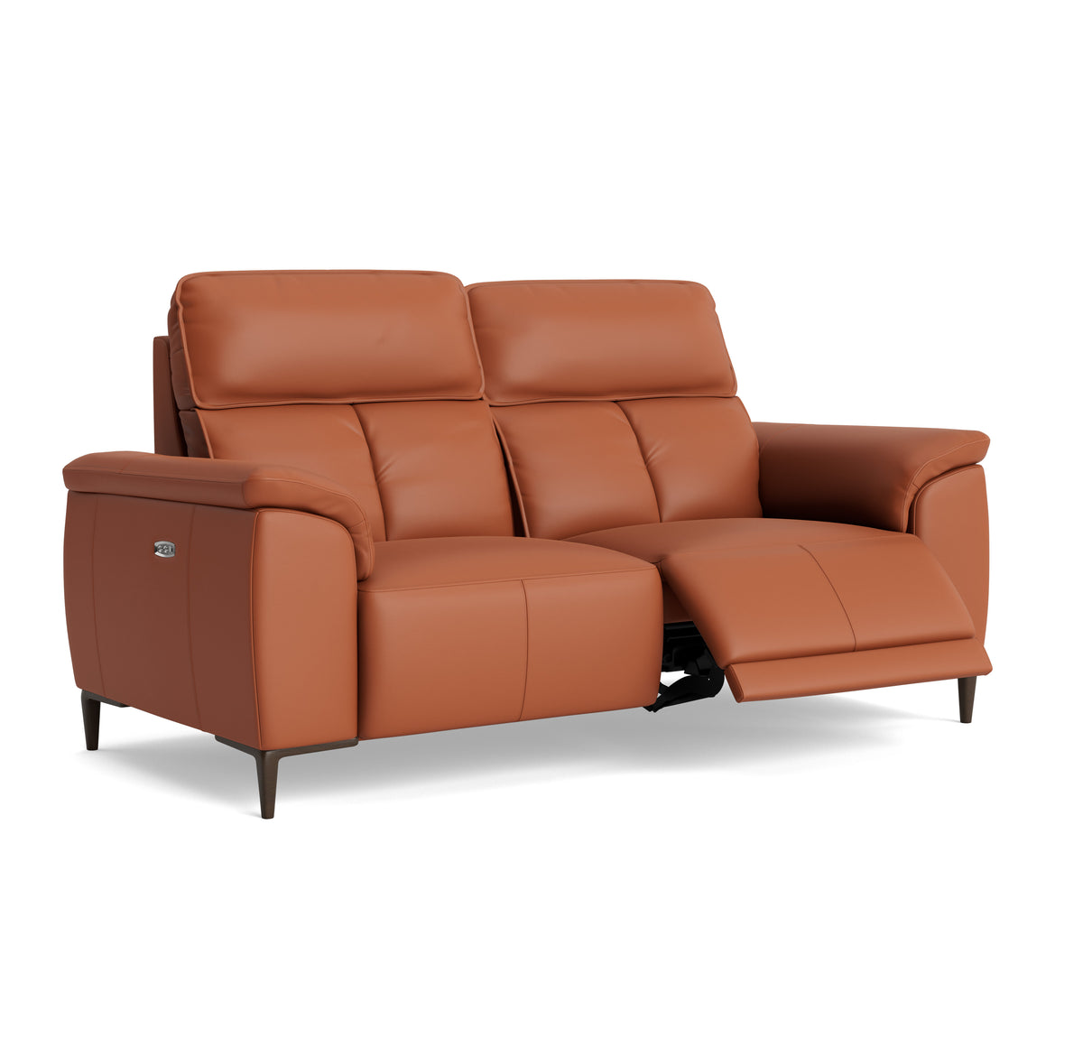 Loma Small 3 Seater Recliner Sofa - 2.5 Seater Sofa with 2 Power Recliners (Compact) USB Cat 20S - Power Recliner with USB — NWS-605D WARM BROWN, gallery image 1