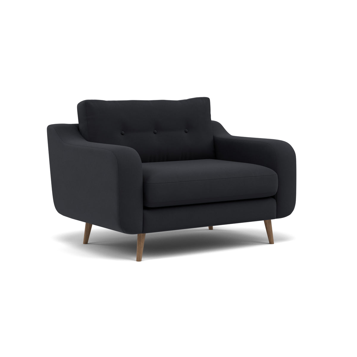 Phoebe Loveseat - Snuggler Chair Grade B — Plush Velvet Charcoal / Weathered Oak, gallery image 1