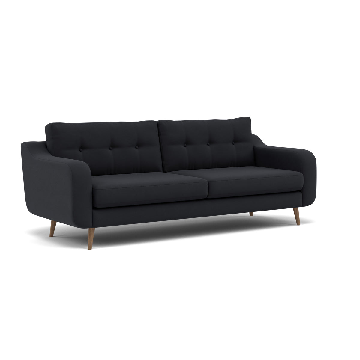 Phoebe 4 Seater Sofa - Extra Large Sofa Standard Back Grade B — Plush Velvet Charcoal / Weathered Oak, gallery image 1