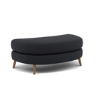 Phoebe Oval Footstool - Oval Cuddler Stool Grade B — Plush Velvet Charcoal / Weathered Oak, gallery image 1