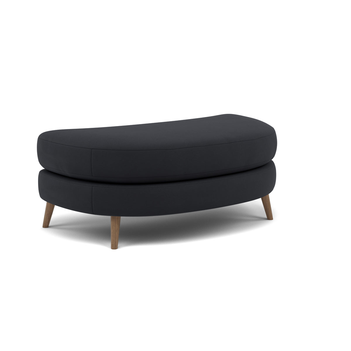 Phoebe Oval Footstool - Oval Cuddler Stool Grade B — Plush Velvet Charcoal / Weathered Oak, gallery image 1