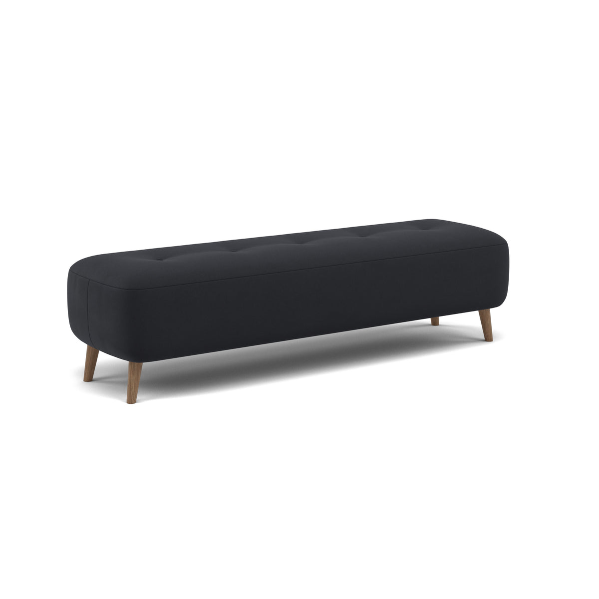Phoebe Footstool - Medium Bench Stool Grade B — Plush Velvet Charcoal / Weathered Oak, gallery image 1