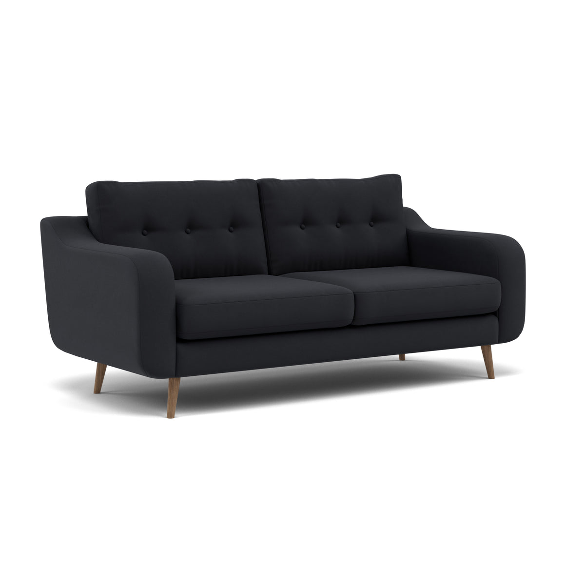 Phoebe 3 Seater Sofa - Large Sofa Standard Back Grade B — Plush Velvet Charcoal / Weathered Oak, gallery image 1