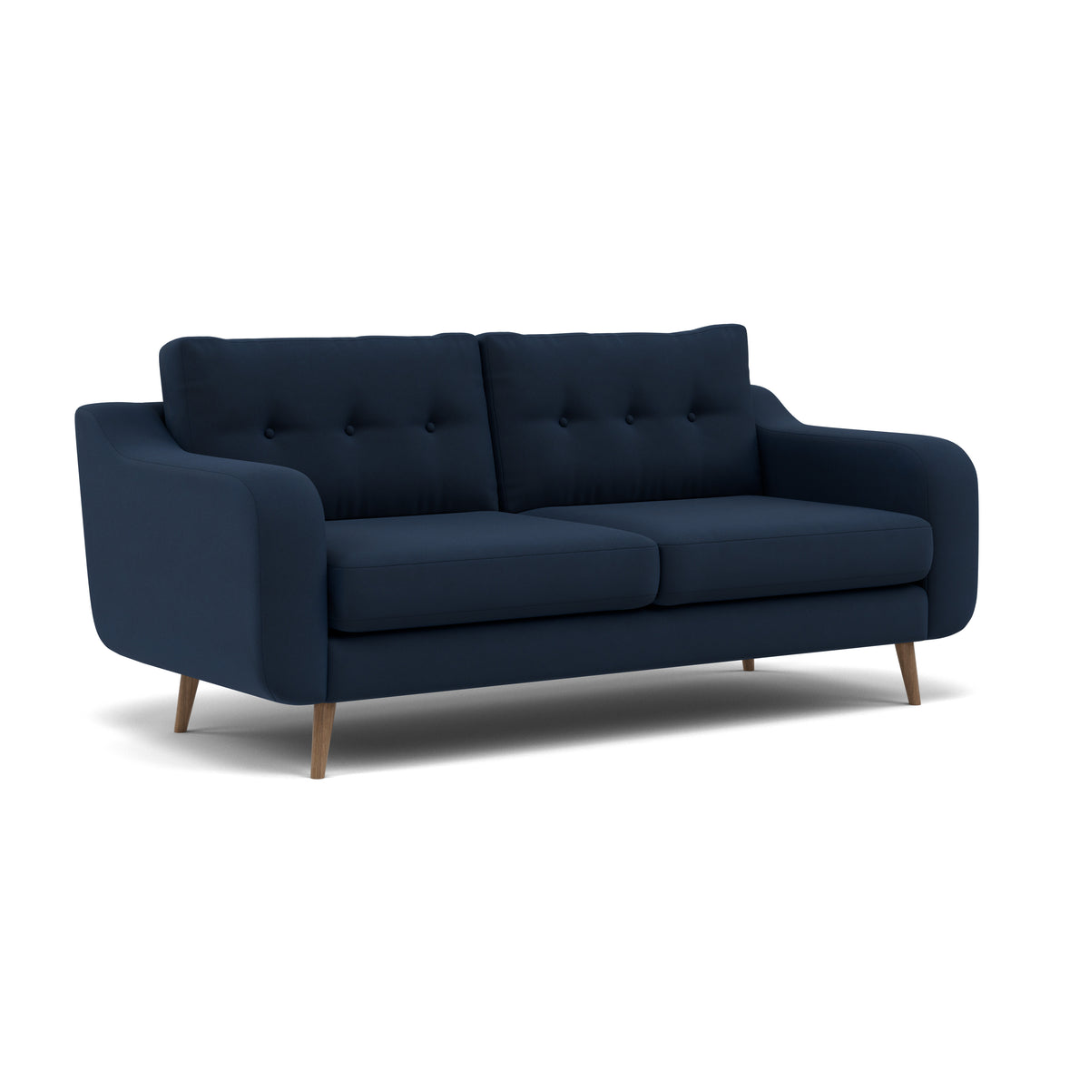Phoebe 3 Seater Sofa - Large Sofa Standard Back Grade B — Plush Velvet Indigo / Weathered Oak, gallery image 1