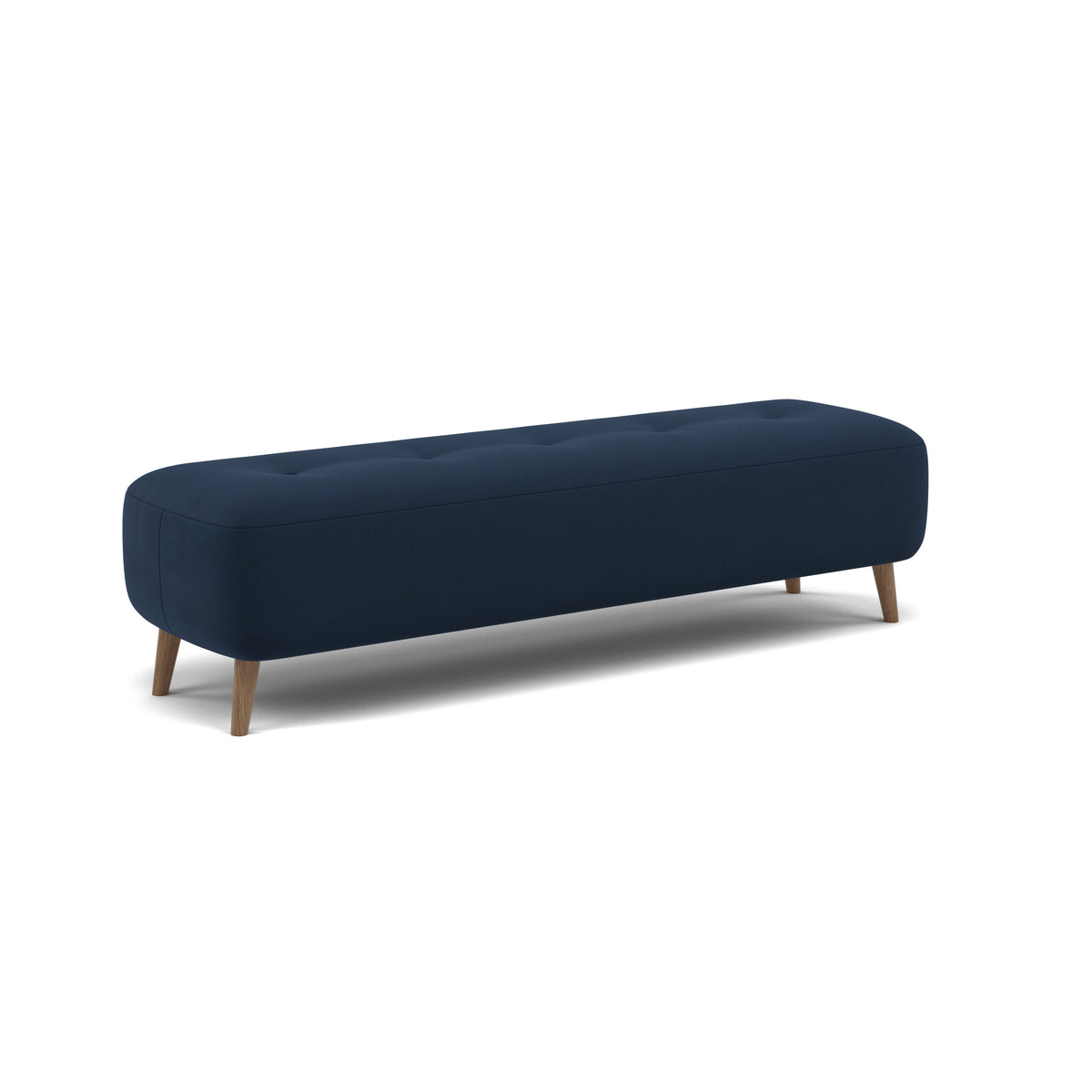 Phoebe Footstool - Medium Bench Stool Grade B — Plush Velvet Indigo / Weathered Oak, gallery image 1