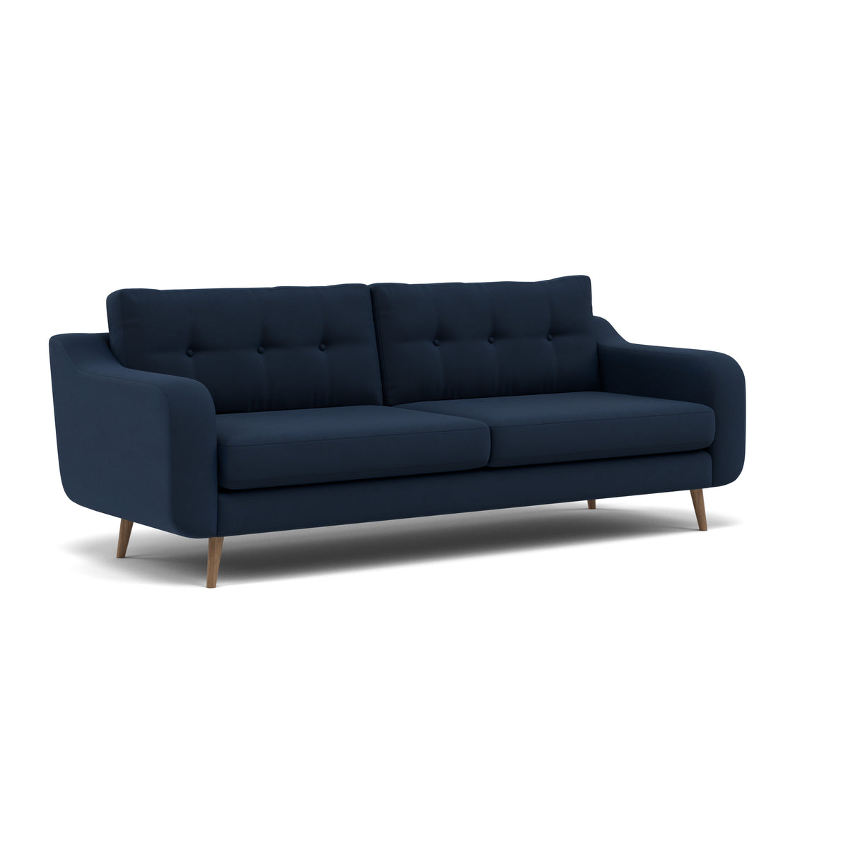 Phoebe 4 Seater Sofa - Extra Large Sofa Standard Back Grade B — Plush Velvet Indigo / Weathered Oak, gallery image 1