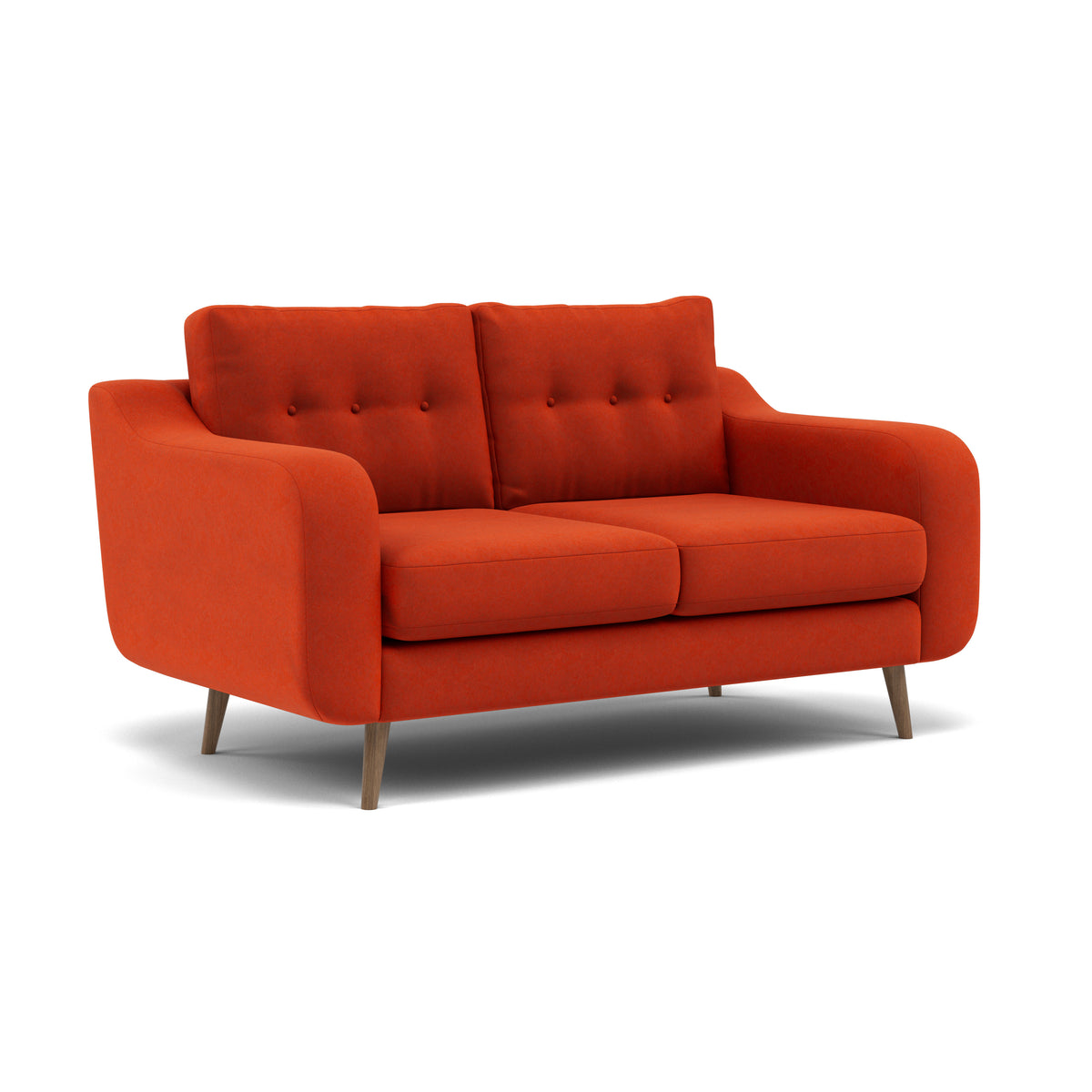 Phoebe 2 Seater Sofa - Small Sofa Standard Back Grade B — Plush Velvet Paprika / Weathered Oak, gallery image 1