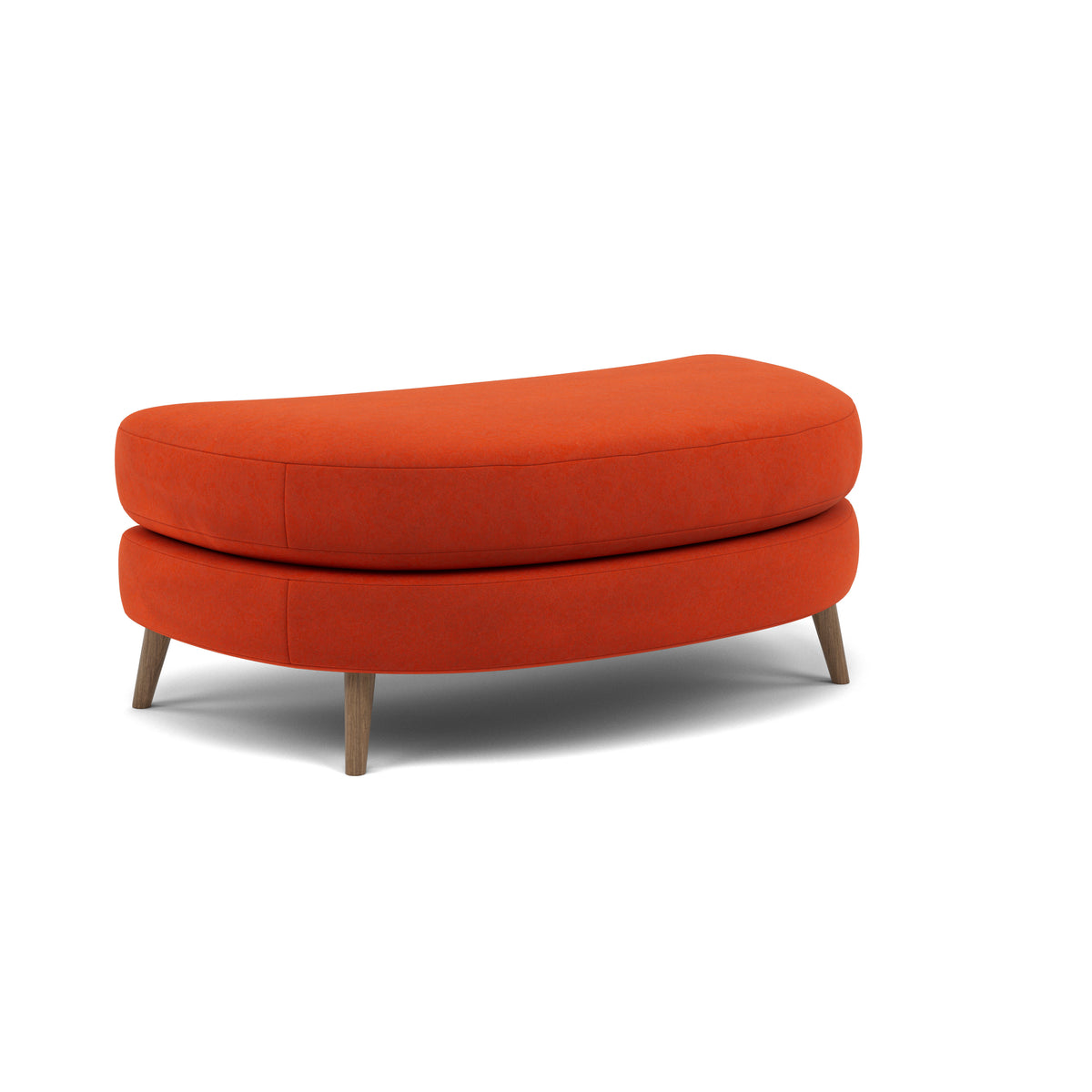 Phoebe Oval Footstool - Oval Cuddler Stool Grade B — Plush Velvet Paprika / Weathered Oak, gallery image 1