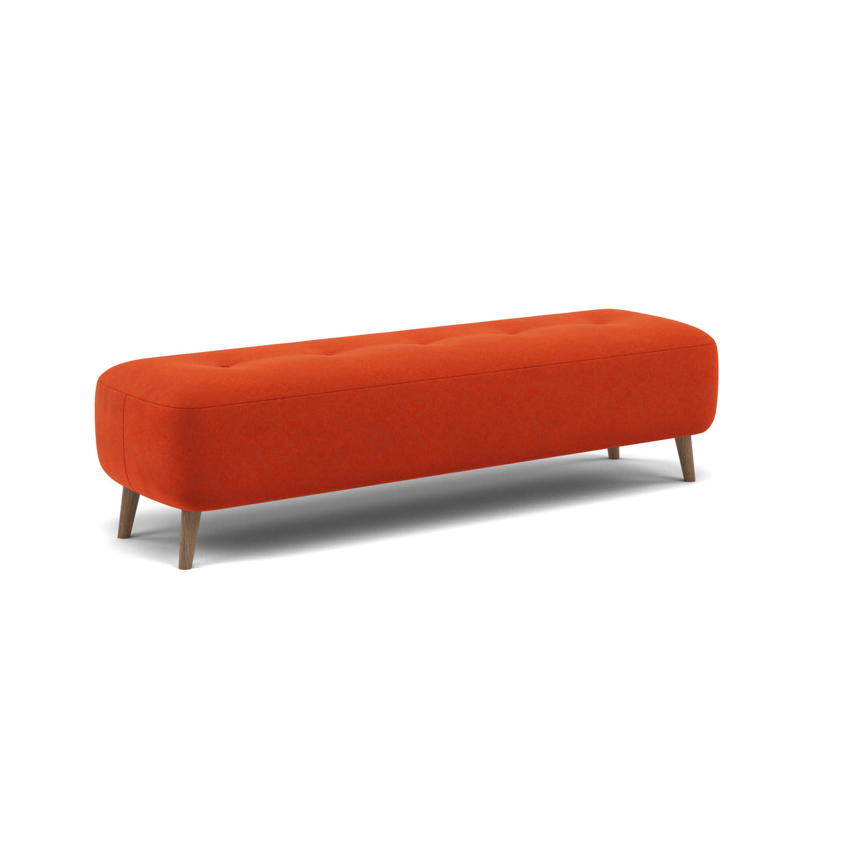 Phoebe Footstool - Medium Bench Stool Grade B — Plush Velvet Paprika / Weathered Oak, gallery image 1