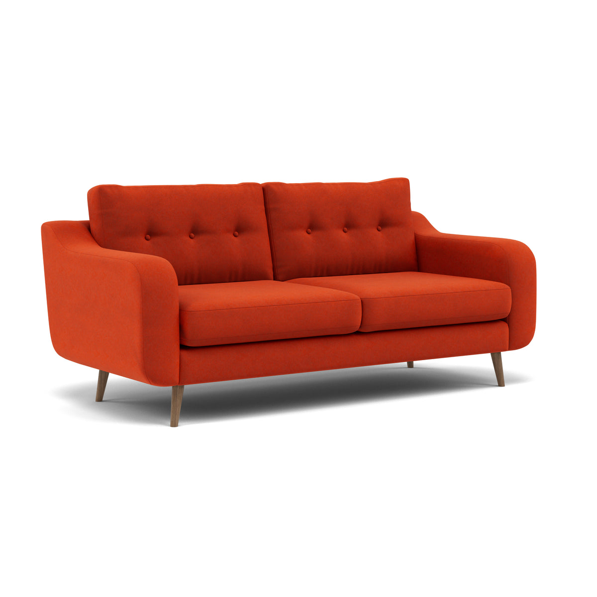 Phoebe 3 Seater Sofa - Large Sofa Standard Back Grade B — Plush Velvet Paprika / Weathered Oak, gallery image 1