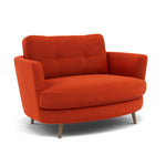 Phoebe Oval Loveseat - Oval Cuddler Grade B — Plush Velvet Paprika / Weathered Oak, gallery image 1