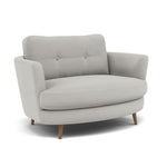 Phoebe Oval Loveseat - Oval Cuddler Grade B — Plush Velvet Silver / Weathered Oak, gallery image 1