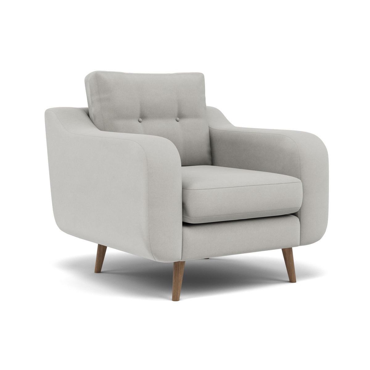 Phoebe Armchair - Chair Grade B — Plush Velvet Silver / Weathered Oak, gallery image 1