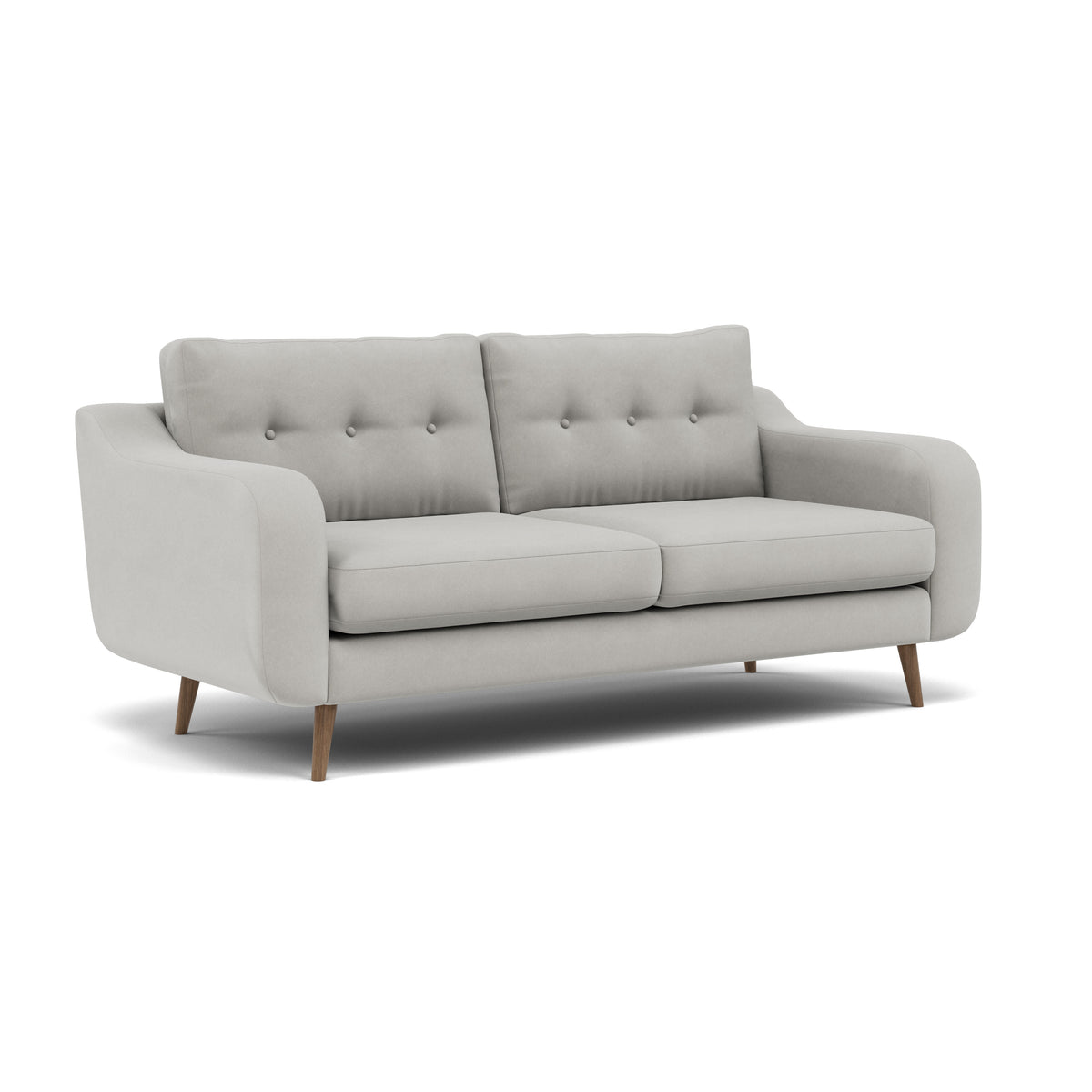 Phoebe 3 Seater Sofa - Large Sofa Standard Back Grade B — Plush Velvet Silver / Weathered Oak, gallery image 1