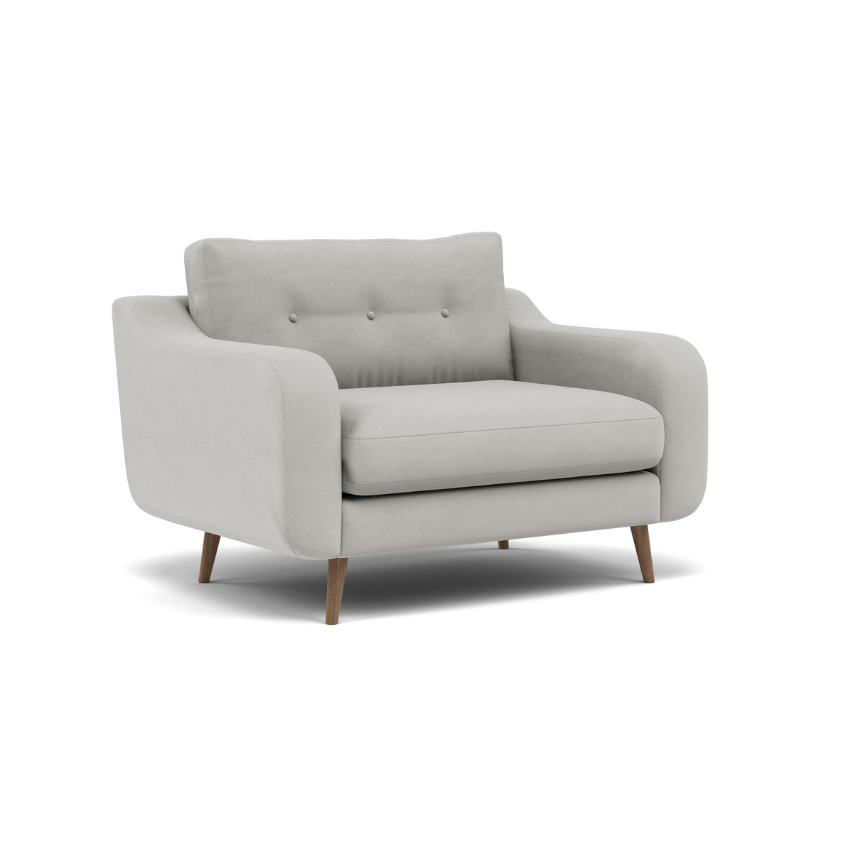 Phoebe Loveseat - Snuggler Chair Grade B — Plush Velvet Silver / Weathered Oak, gallery image 1