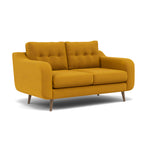 Phoebe 2 Seater Sofa - Small Sofa Standard Back Grade B — Plush Velvet Turmeric / Weathered Oak, gallery image 1
