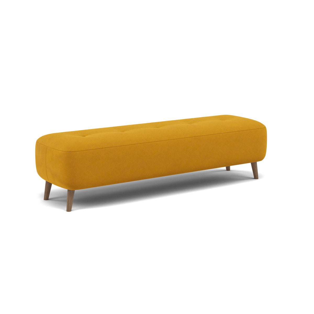 Phoebe Footstool - Medium Bench Stool Grade B — Plush Velvet Turmeric / Weathered Oak, gallery image 1